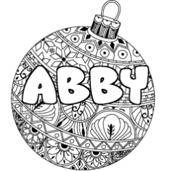 Coloriage pr&eacute;nom ABBY - d&eacute;cor Boule de No&euml;l