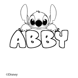 Coloriage pr&eacute;nom ABBY - d&eacute;cor Stitch