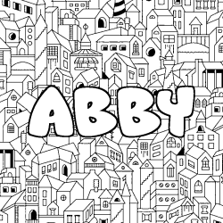 Coloriage prénom ABBY - décor Ville
