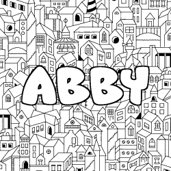 Coloriage pr&eacute;nom ABBY - d&eacute;cor Ville