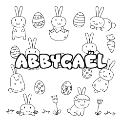 Coloriage pr&eacute;nom ABBYGA&Euml;L - d&eacute;cor Paques
