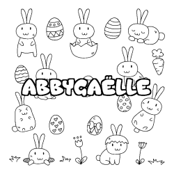 Coloriage pr&eacute;nom ABBYGA&Euml;LLE - d&eacute;cor Paques