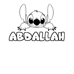 Coloriage prénom ABDALLAH - décor Stitch