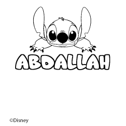Coloriage pr&eacute;nom ABDALLAH - d&eacute;cor Stitch