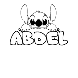 Coloriage prénom ABDEL - décor Stitch