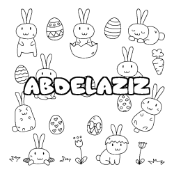 Coloriage pr&eacute;nom ABDELAZIZ - d&eacute;cor Paques