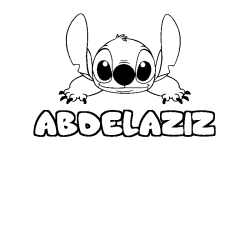 Coloriage prénom ABDELAZIZ - décor Stitch