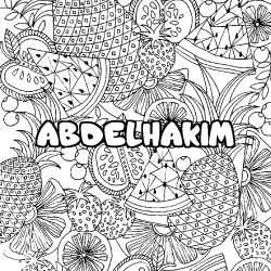 Coloriage pr&eacute;nom ABDELHAKIM - d&eacute;cor Mandala fruits
