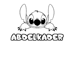 Coloriage prénom ABDELKADER - décor Stitch