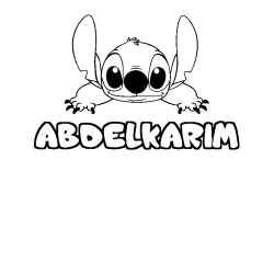 Coloriage prénom ABDELKARIM - décor Stitch