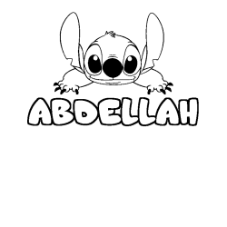 Coloriage prénom ABDELLAH - décor Stitch