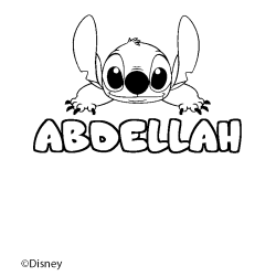 Coloriage pr&eacute;nom ABDELLAH - d&eacute;cor Stitch