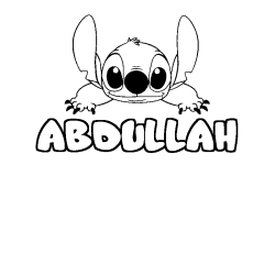 Coloriage prénom ABDULLAH - décor Stitch
