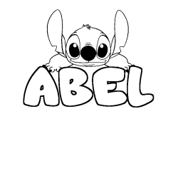 Coloriage prénom ABEL - décor Stitch