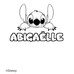 Coloriage pr&eacute;nom ABIGA&Euml;LLE - d&eacute;cor Stitch