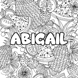 Coloriage prénom ABIGAIL - décor Mandala fruits