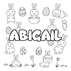 Coloriage pr&eacute;nom ABIGAIL - d&eacute;cor Paques