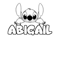 Coloriage prénom ABIGAIL - décor Stitch