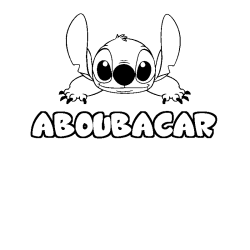Coloriage prénom ABOUBACAR - décor Stitch