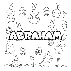 Coloriage pr&eacute;nom ABRAHAM - d&eacute;cor Paques
