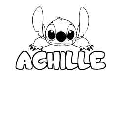 Coloriage prénom ACHILLE - décor Stitch
