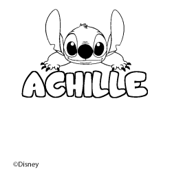 Coloriage pr&eacute;nom ACHILLE - d&eacute;cor Stitch