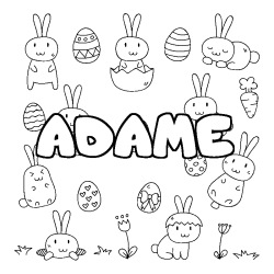 Coloriage pr&eacute;nom ADAME - d&eacute;cor Paques