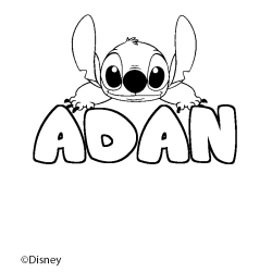 Coloriage pr&eacute;nom ADAN - d&eacute;cor Stitch