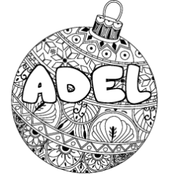 Coloriage prénom ADEL - décor Boule de Noël