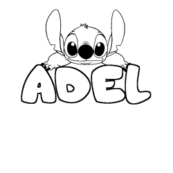 Coloriage prénom ADEL - décor Stitch
