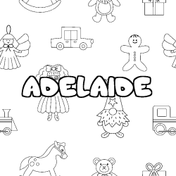 Coloriage prénom ADELAIDE - décor Jouets