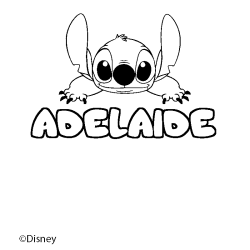 Coloriage pr&eacute;nom ADELAIDE - d&eacute;cor Stitch