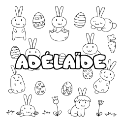 Coloriage pr&eacute;nom AD&Eacute;LA&Iuml;DE - d&eacute;cor Paques