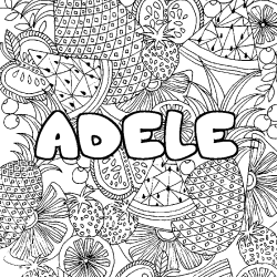 Coloriage prénom ADELE - décor Mandala fruits