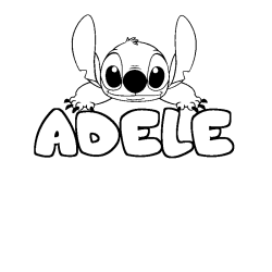 Coloriage prénom ADELE - décor Stitch