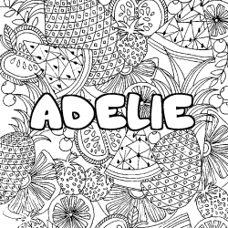 Coloriage pr&eacute;nom ADELIE - d&eacute;cor Mandala fruits