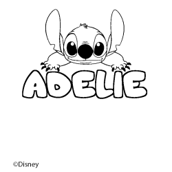 Coloriage pr&eacute;nom ADELIE - d&eacute;cor Stitch