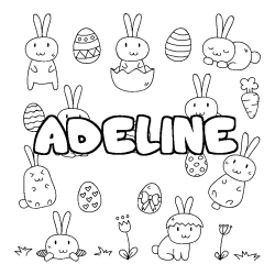 Coloriage pr&eacute;nom ADELINE - d&eacute;cor Paques