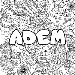 Coloriage prénom ADEM - décor Mandala fruits