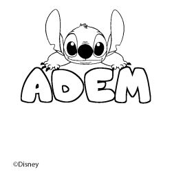 Coloriage pr&eacute;nom ADEM - d&eacute;cor Stitch