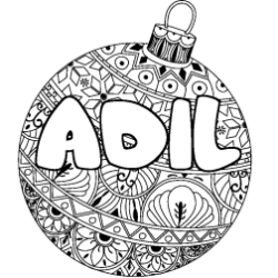 Coloriage prénom ADIL - décor Boule de Noël