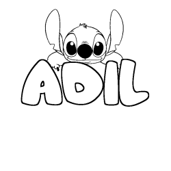 Coloriage prénom ADIL - décor Stitch