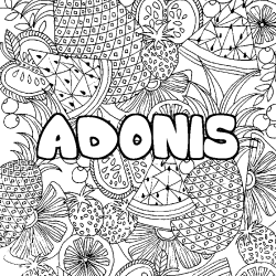 Coloriage prénom ADONIS - décor Mandala fruits