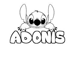 Coloriage prénom ADONIS - décor Stitch