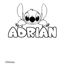 Coloriage pr&eacute;nom ADRIAN - d&eacute;cor Stitch