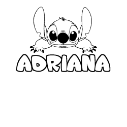 Coloriage prénom ADRIANA - décor Stitch
