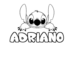 Coloriage prénom ADRIANO - décor Stitch