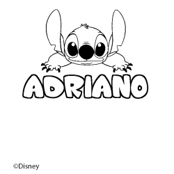 Coloriage pr&eacute;nom ADRIANO - d&eacute;cor Stitch