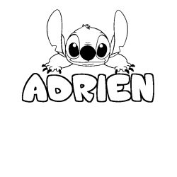 Coloriage prénom ADRIEN - décor Stitch