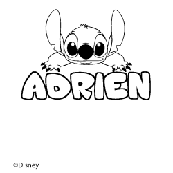 Coloriage pr&eacute;nom ADRIEN - d&eacute;cor Stitch
